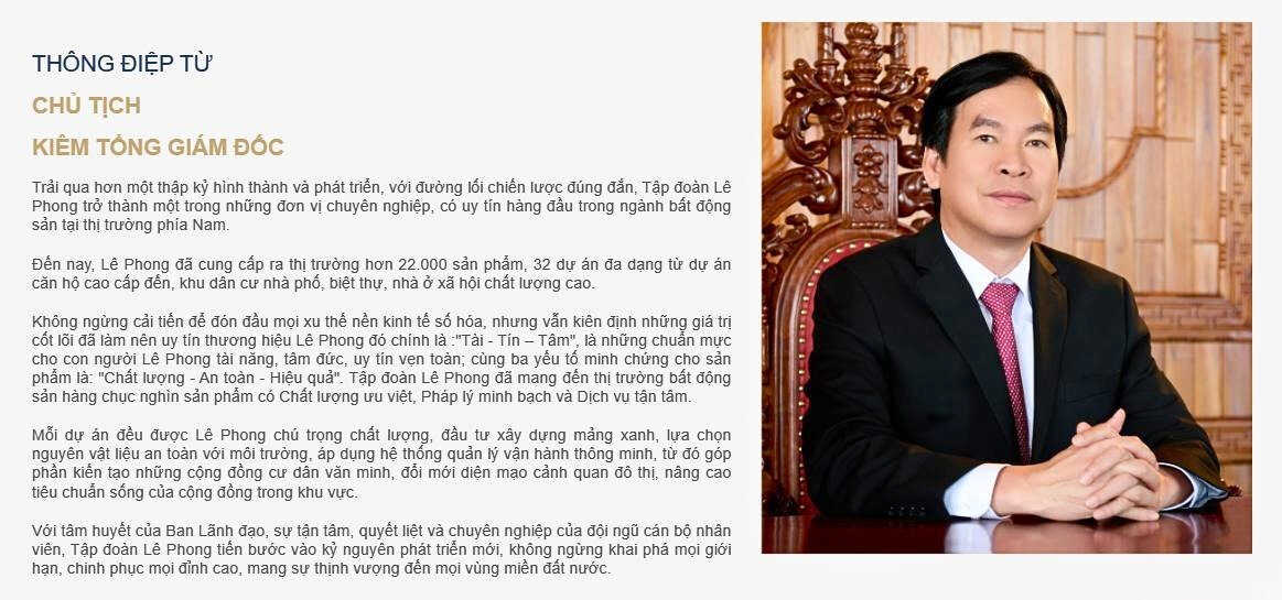 Lời chia sẻ từ ông Lê Phong, Chủ tịch Hội đồng Quản trị kiêm Giám đốc điều hành của công ty