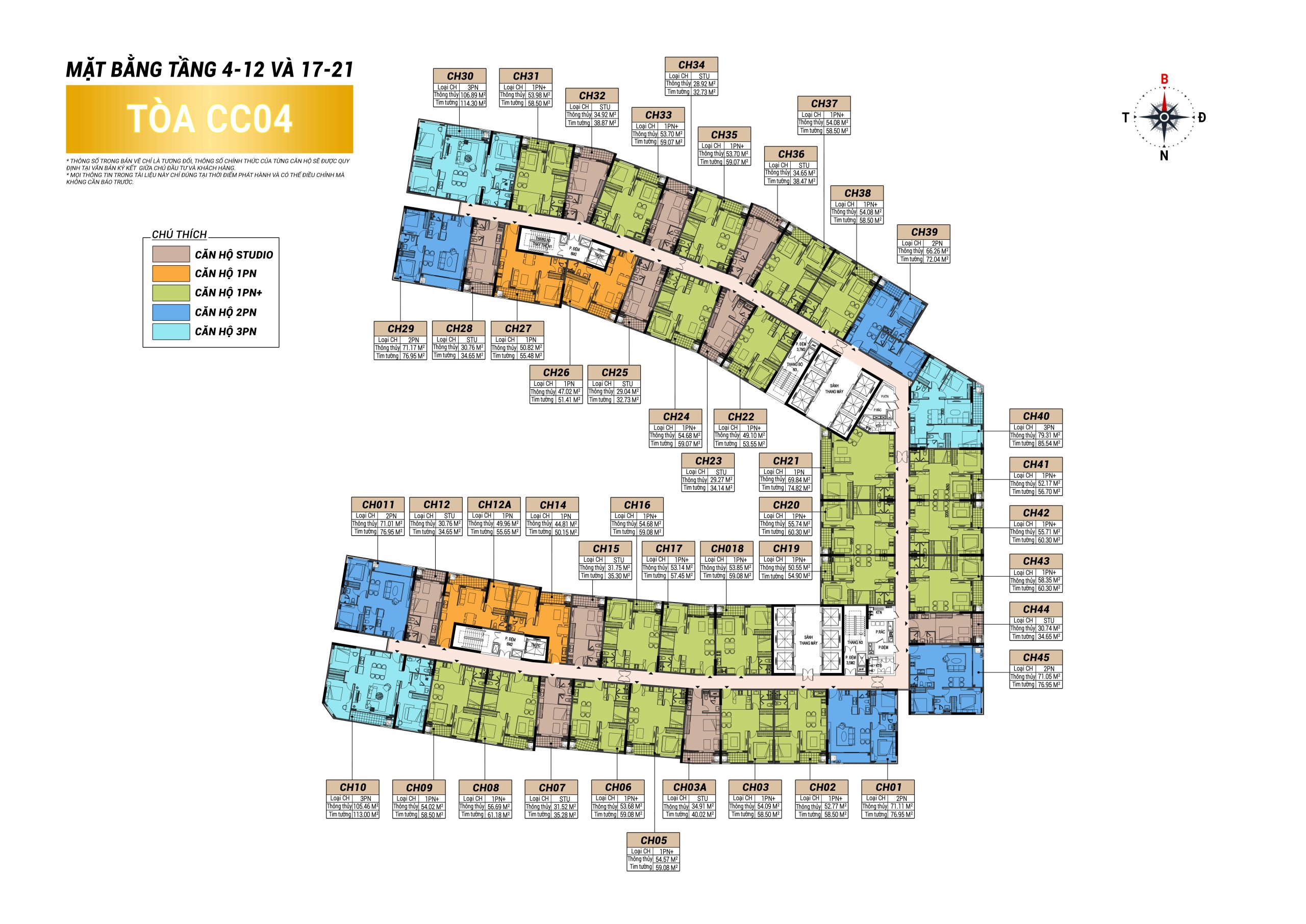 TẦng 4-12 & 17-21 Dự án Charmora City 1